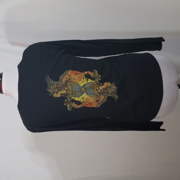 NWOT Polo Jeans by Ralph Lauren Black Cotton Long Sleeve Rock Royalty T-shirt M - Picture 5 of 9